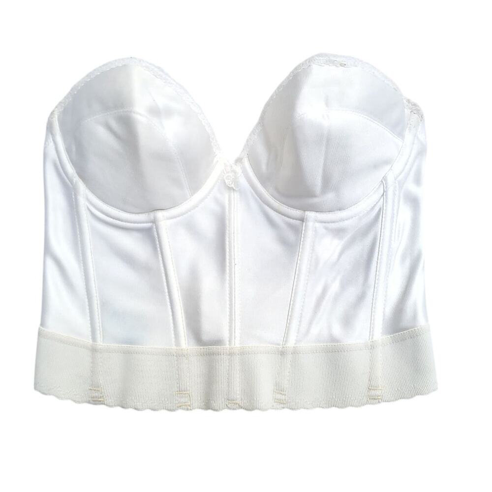 Vintage Carnival Cream White Longline Bra Boned Pinup Bustier Sz 34C
